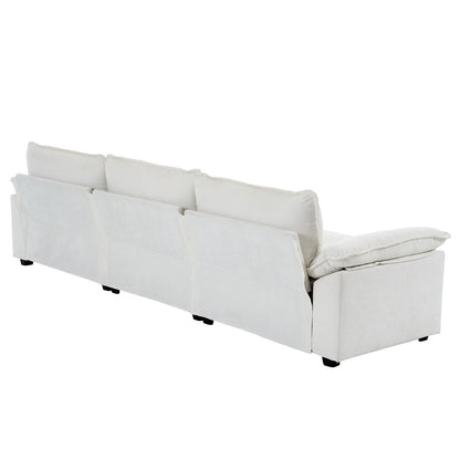 120" W Sectional Sofa L Shaped Couch with Chaise Living Room Sleeper Set, 3 Seats with Chenille and Double Layer Cushions Beige