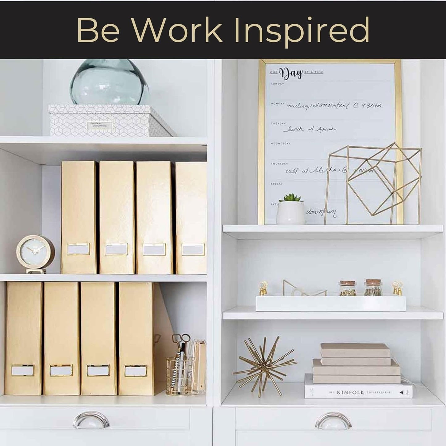 Foldable Gold Magazine File Holder with Gold Label Holder - Set of 4 Cardboard Magazine Holder Boxes - Gold Desk Accessories