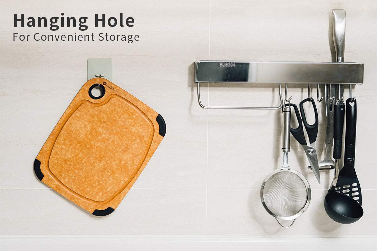 Cutting Board,  Wood Fiber Cutting Board for Kitchen, Non-Slip Kitchen Wood Chopping Board, Reversible, Eco-Friendly, Natural Wood Fiber, Small Cutting Board, 11.5 X 9.25-Inch, Natural Slate