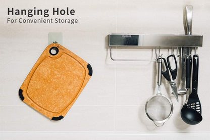 Cutting Board,  Wood Fiber Cutting Board for Kitchen, Non-Slip Kitchen Wood Chopping Board, Reversible, Eco-Friendly, Natural Wood Fiber, Small Cutting Board, 11.5 X 9.25-Inch, Natural Slate