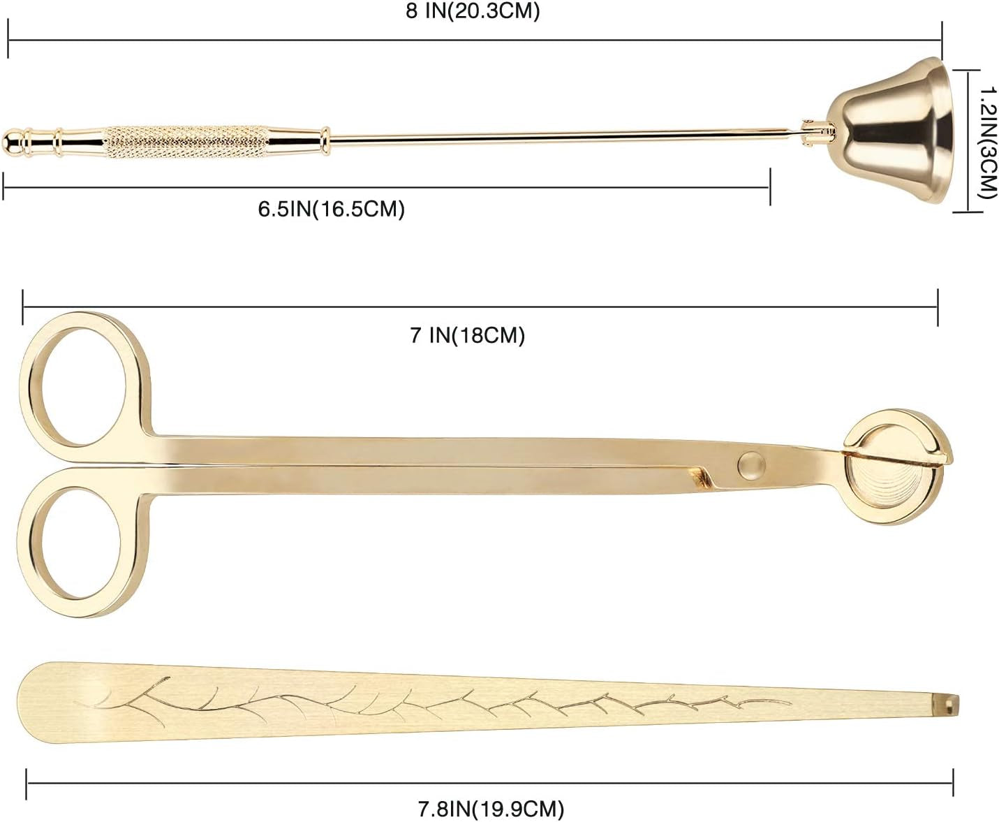 3 in 1 Candle Accessory Set - Candle Wick Trimmer, Candle Wick Cutter, Candle Snuffer Extinguisher, Candle Wick Dipper with Gift Package for Candle Lovers (Champagne Gold)