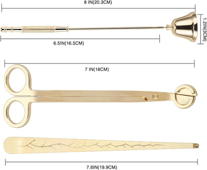 3 in 1 Candle Accessory Set - Candle Wick Trimmer, Candle Wick Cutter, Candle Snuffer Extinguisher, Candle Wick Dipper with Gift Package for Candle Lovers (Champagne Gold)