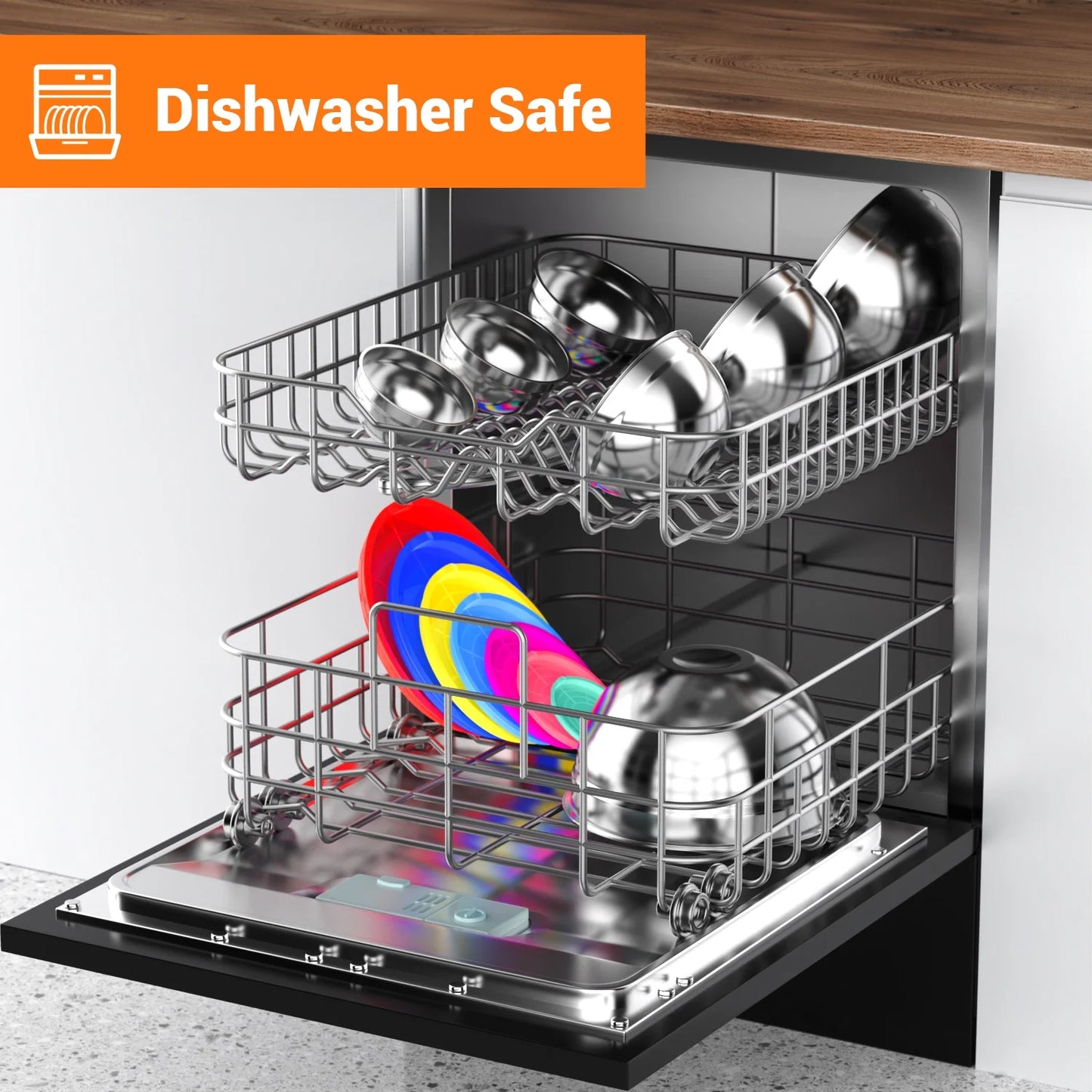 Mixing Bowls with Lids: 7 Pack Stainless Steel Mixing Bowls Set, Metal Nesting Mixing Bowls for Kitchen, 7/4.5/3.0/2.0/1.5/1.0/0.7QT, Great for Prep, Baking, Serving, Multicolor